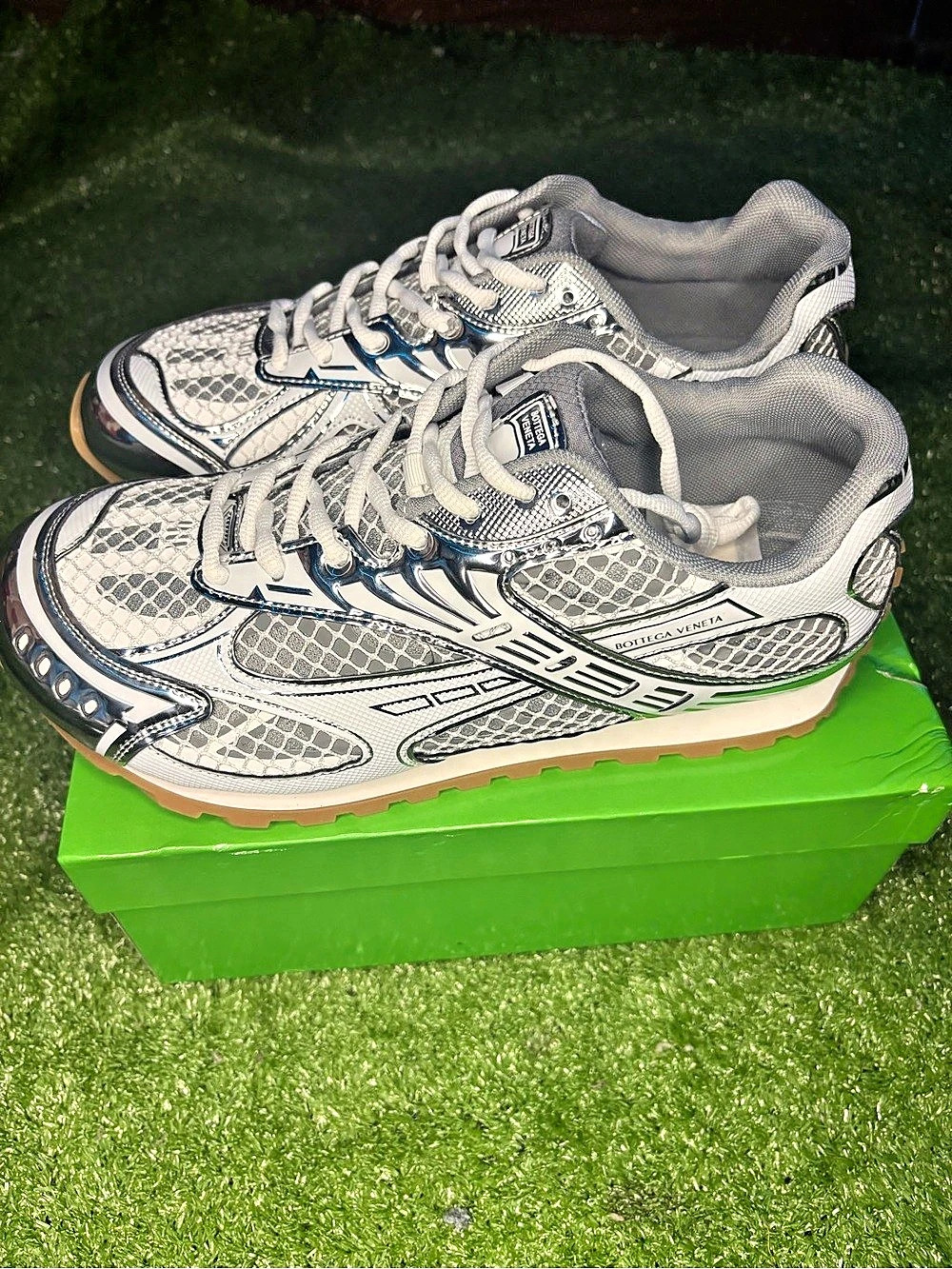 Bottega Veneta Orbit Sneaker Mens White & Gray Sneakers